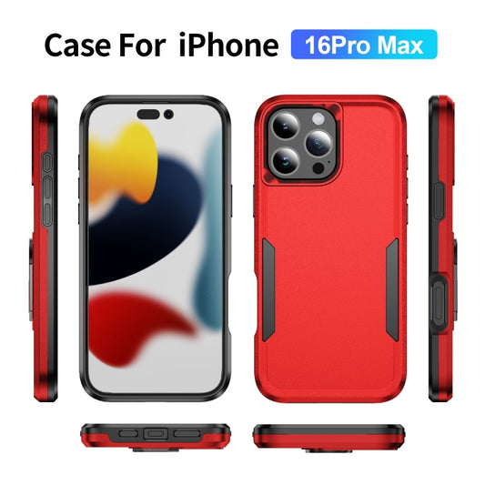 For iPhone 16 Pro Max Pioneer Armor Heavy Duty PC + TPU Phone Case(Red+Black) by buy2fix