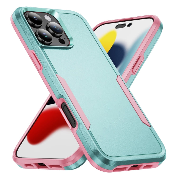 For iPhone 16 Pro Max Pioneer Armor Heavy Duty PC + TPU Phone Case(Green+Pink) by buy2fix