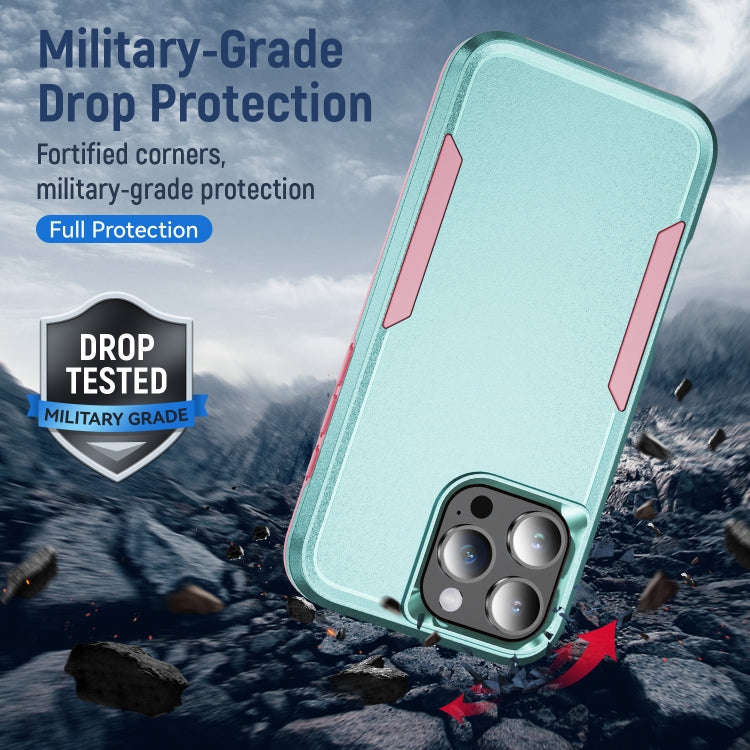 For iPhone 16 Pro Max Pioneer Armor Heavy Duty PC + TPU Phone Case(Green+Pink) by buy2fix