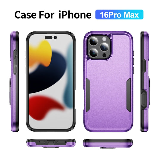For iPhone 16 Pro Max Pioneer Armor Heavy Duty PC + TPU Phone Case(Purple+Black) by buy2fix