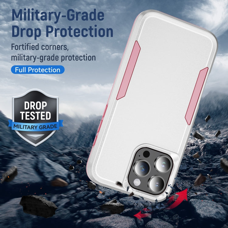 For iPhone 16 Pro Pioneer Armor Heavy Duty PC + TPU Phone Case(White+Pink) by buy2fix