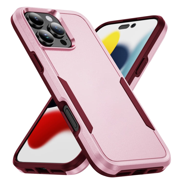 For iPhone 16 Pro Pioneer Armor Heavy Duty PC + TPU Phone Case(Pink+Rose Red) by buy2fix
