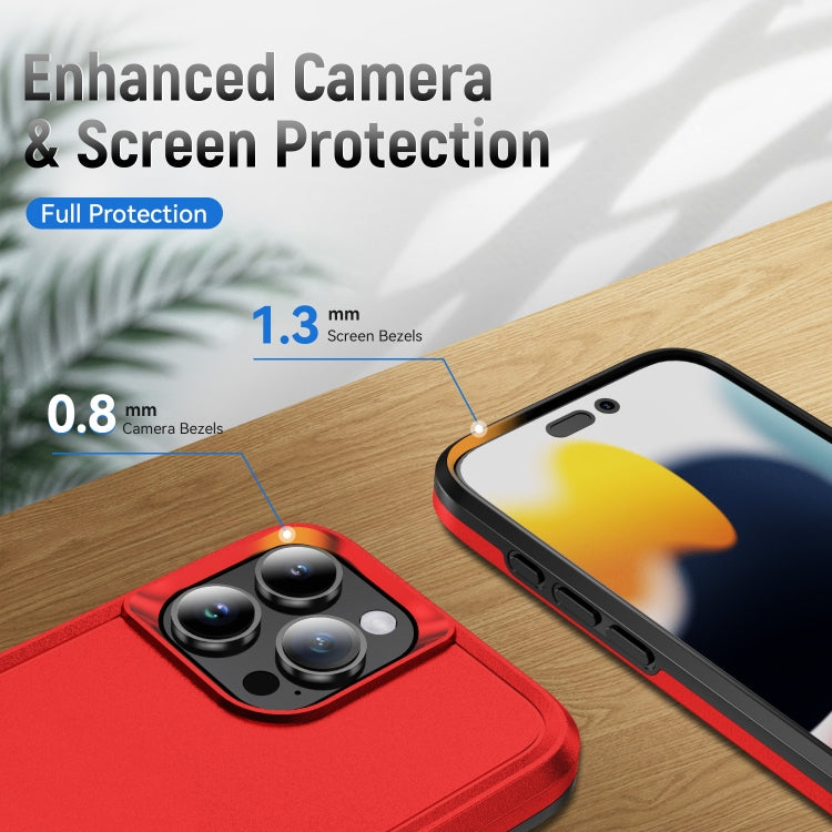 For iPhone 16 Pro Pioneer Armor Heavy Duty PC + TPU Phone Case(Red+Black) by buy2fix