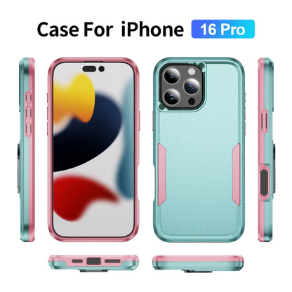 For iPhone 16 Pro Pioneer Armor Heavy Duty PC + TPU Phone Case(Green+Pink) by buy2fix