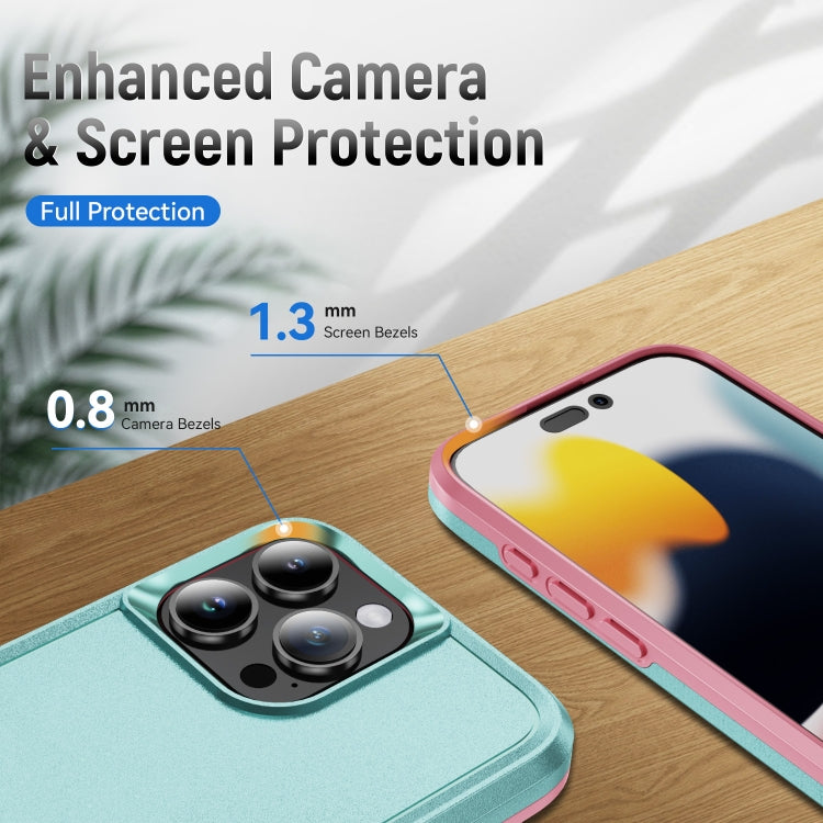 For iPhone 16 Pro Pioneer Armor Heavy Duty PC + TPU Phone Case(Green+Pink) by buy2fix