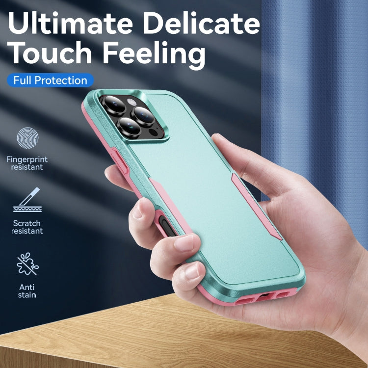 For iPhone 16 Pro Pioneer Armor Heavy Duty PC + TPU Phone Case(Green+Pink) by buy2fix