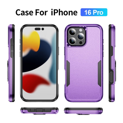 For iPhone 16 Pro Pioneer Armor Heavy Duty PC + TPU Phone Case(Purple+Black) by buy2fix