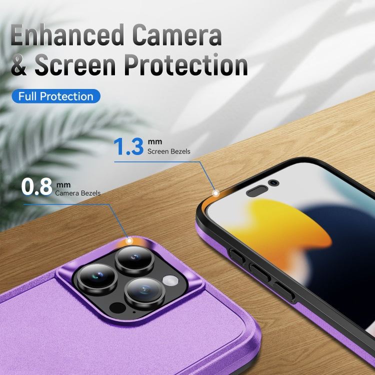 For iPhone 16 Pro Pioneer Armor Heavy Duty PC + TPU Phone Case(Purple+Black) by buy2fix