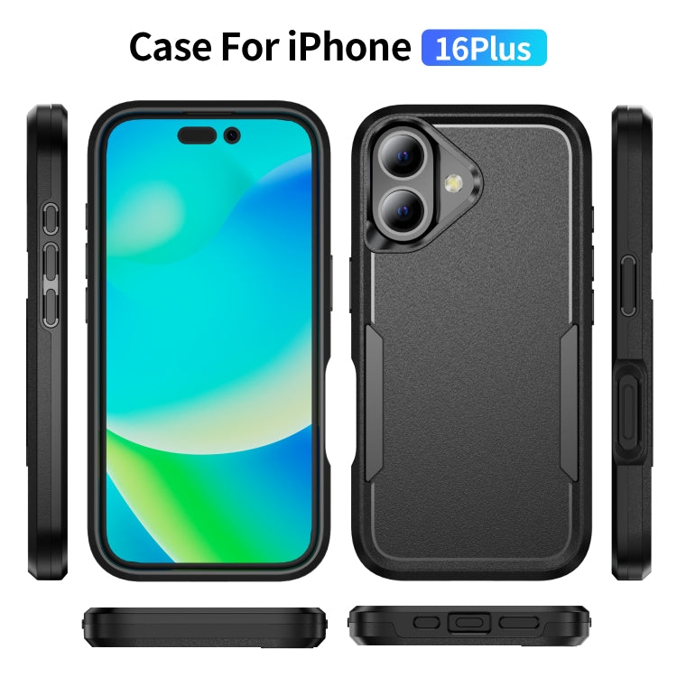 For iPhone 16 Plus Pioneer Armor Heavy Duty PC + TPU Phone Case(Black) by buy2fix
