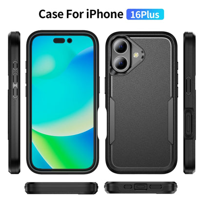 For iPhone 16 Plus Pioneer Armor Heavy Duty PC + TPU Phone Case(Black) by buy2fix