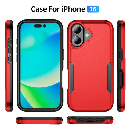 For iPhone 16 Pioneer Armor Heavy Duty PC + TPU Phone Case(Red+Black) by buy2fix