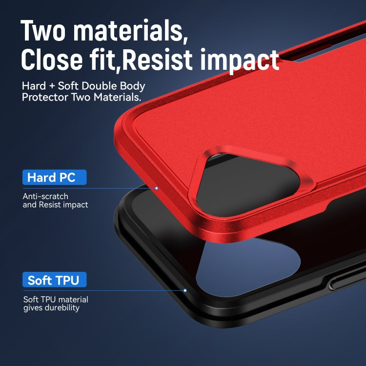 For iPhone 16 Pioneer Armor Heavy Duty PC + TPU Phone Case(Red+Black) by buy2fix