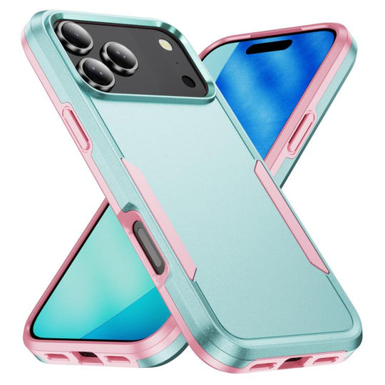 For iPhone 18 Pro Pioneer Armor Heavy Duty PC + TPU Phone Case(Green+Pink)