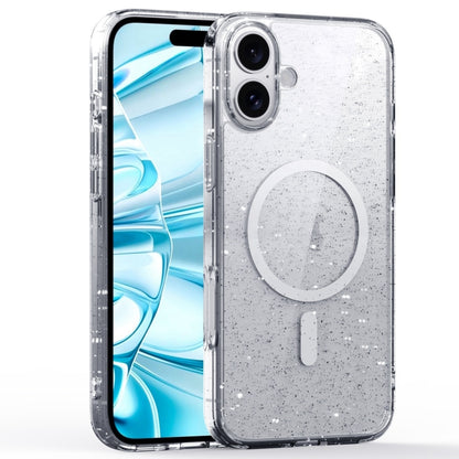 For iPhone 16 Plus Glitter Powder MagSafe Magnetic Phone Case(Transparent) by buy2fix