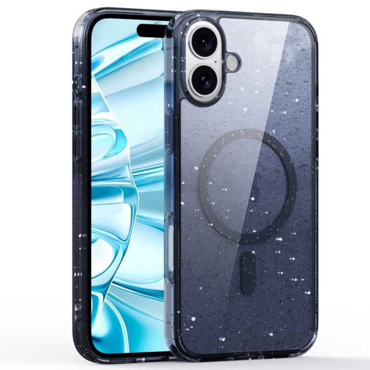 For iPhone 16 Plus Glitter Powder MagSafe Magnetic Phone Case(Transparent Titanium Blue) by buy2fix