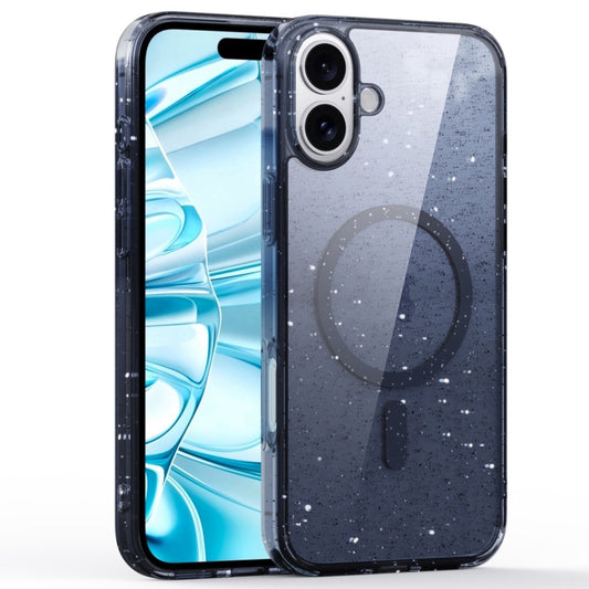 For iPhone 16 Plus Glitter Powder MagSafe Magnetic Phone Case(Transparent Titanium Blue) by buy2fix