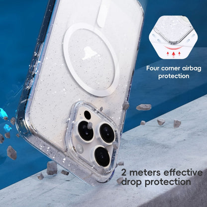 For iPhone 16 Pro Max Glitter Powder MagSafe Magnetic Phone Case(Transparent Titanium Blue) by buy2fix