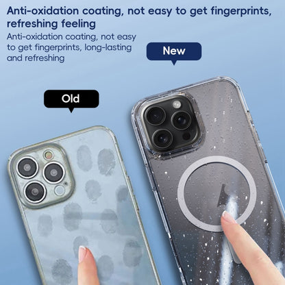 For iPhone 16 Pro Max Glitter Powder MagSafe Magnetic Phone Case(Transparent Titanium Blue) by buy2fix