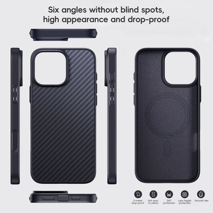 For iPhone 16 Plus Carbon Fiber Kevlar MagSafe Magnetic Phone Case(Black) by buy2fix