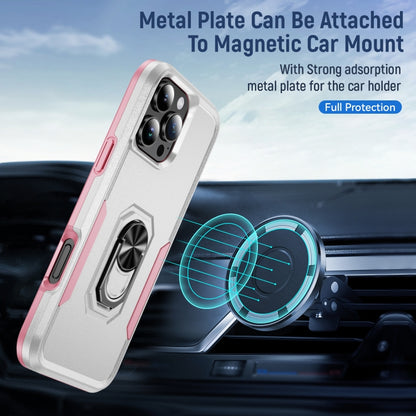 For iPhone 16 Pro Max Pioneer Armor Heavy Duty PC + TPU Phone Case with Holder(White+Pink) by buy2fix