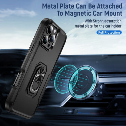 For iPhone 16 Pro Max Pioneer Armor Heavy Duty PC + TPU Phone Case with Holder(Black) by buy2fix