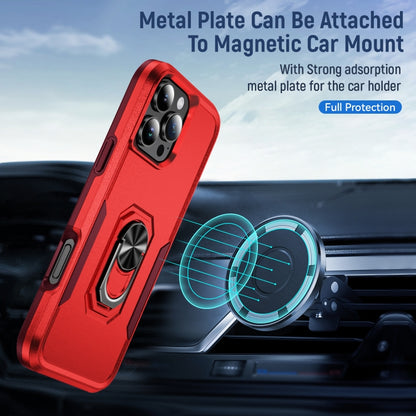 For iPhone 16 Pro Max Pioneer Armor Heavy Duty PC + TPU Phone Case with Holder(Red+Rose Red) by buy2fix