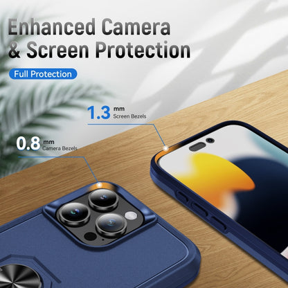 For iPhone 16 Pro Max Pioneer Armor Heavy Duty PC + TPU Phone Case with Holder(Blue) by buy2fix