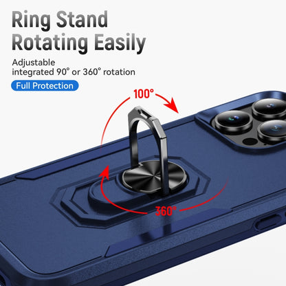 For iPhone 16 Pro Max Pioneer Armor Heavy Duty PC + TPU Phone Case with Holder(Blue) by buy2fix