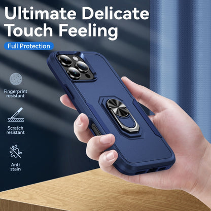 For iPhone 16 Pro Max Pioneer Armor Heavy Duty PC + TPU Phone Case with Holder(Blue) by buy2fix
