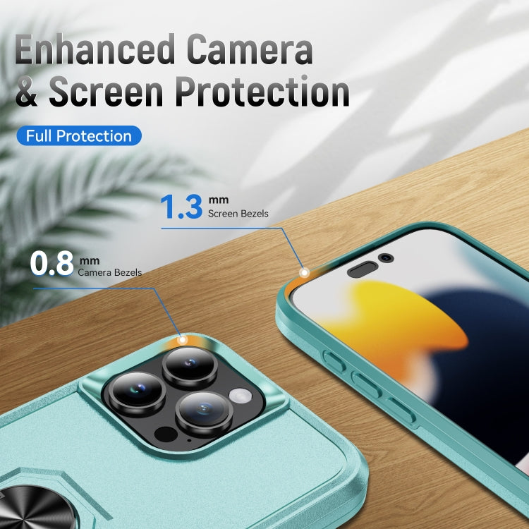 For iPhone 16 Pro Max Pioneer Armor Heavy Duty PC + TPU Phone Case with Holder(Green) by buy2fix