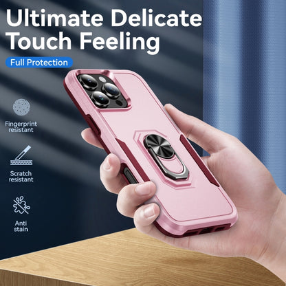 For iPhone 16 Pro Pioneer Armor Heavy Duty PC + TPU Phone Case with Holder(Pink+Rose Red) by buy2fix