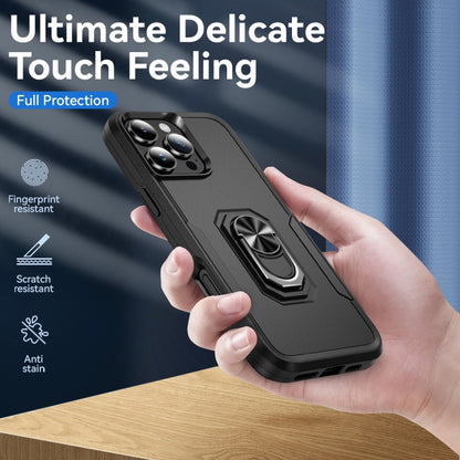 For iPhone 16 Pro Pioneer Armor Heavy Duty PC + TPU Phone Case with Holder(Black) by buy2fix