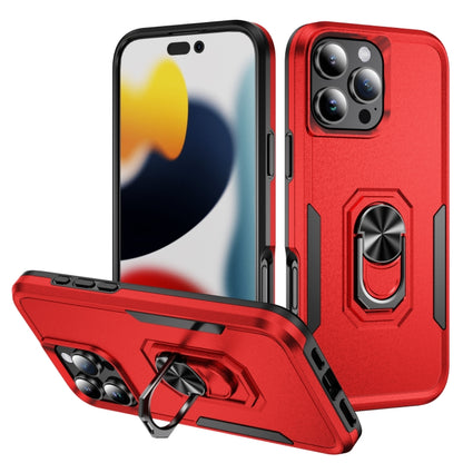 For iPhone 16 Pro Pioneer Armor Heavy Duty PC + TPU Phone Case with Holder(Red+Black) by buy2fix