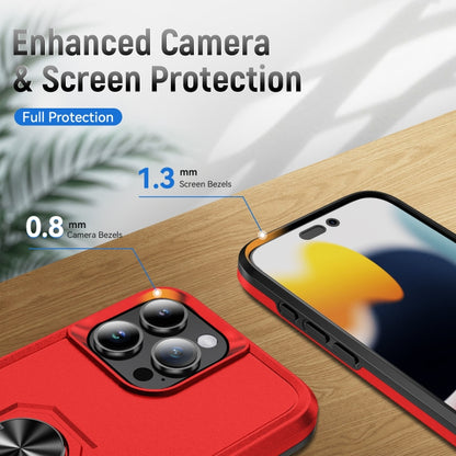 For iPhone 16 Pro Pioneer Armor Heavy Duty PC + TPU Phone Case with Holder(Red+Black) by buy2fix