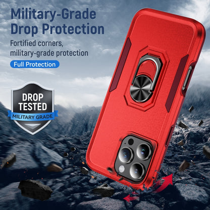 For iPhone 16 Pro Pioneer Armor Heavy Duty PC + TPU Phone Case with Holder(Red+Rose Red) by buy2fix