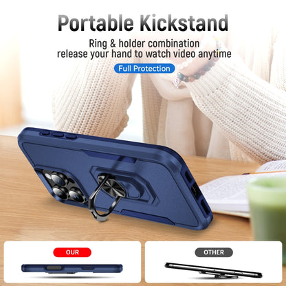 For iPhone 16 Pro Pioneer Armor Heavy Duty PC + TPU Phone Case with Holder(Blue) by buy2fix
