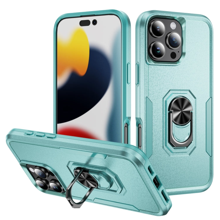 For iPhone 16 Pro Pioneer Armor Heavy Duty PC + TPU Phone Case with Holder(Green) by buy2fix
