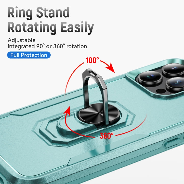 For iPhone 16 Pro Pioneer Armor Heavy Duty PC + TPU Phone Case with Holder(Green) by buy2fix