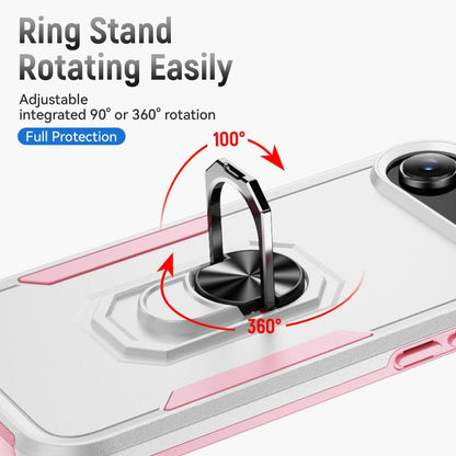 For iPhone Air Pioneer Armor Heavy Duty PC + TPU Phone Case with Holder(White+Pink) - iPhone Air Cases by buy2fix | Online Shopping UK | buy2fix