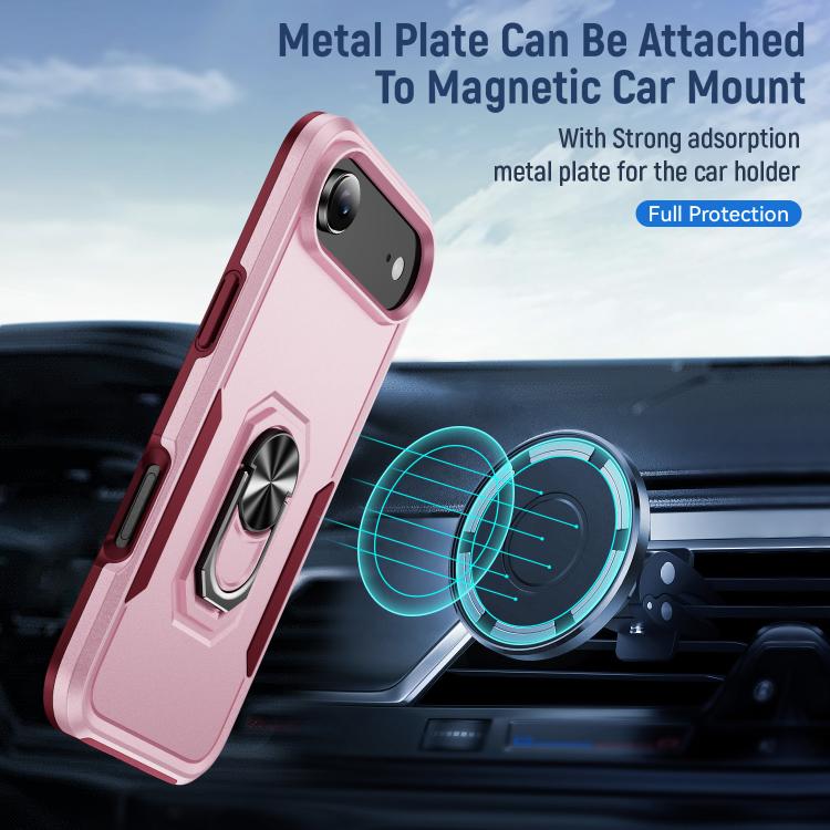 For iPhone Air Pioneer Armor Heavy Duty PC + TPU Phone Case with Holder(Pink+Rose Red) - iPhone Air Cases by buy2fix | Online Shopping UK | buy2fix