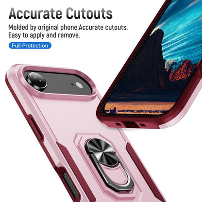 For iPhone Air Pioneer Armor Heavy Duty PC + TPU Phone Case with Holder(Pink+Rose Red) - iPhone Air Cases by buy2fix | Online Shopping UK | buy2fix