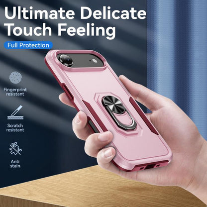 For iPhone Air Pioneer Armor Heavy Duty PC + TPU Phone Case with Holder(Pink+Rose Red) - iPhone Air Cases by buy2fix | Online Shopping UK | buy2fix