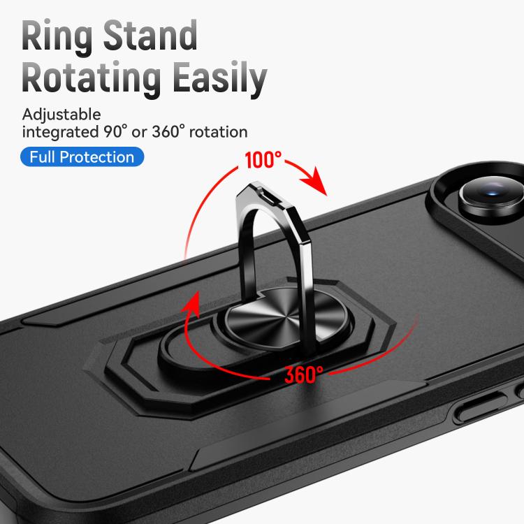 For iPhone Air Pioneer Armor Heavy Duty PC + TPU Phone Case with Holder(Black) - iPhone Air Cases by buy2fix | Online Shopping UK | buy2fix