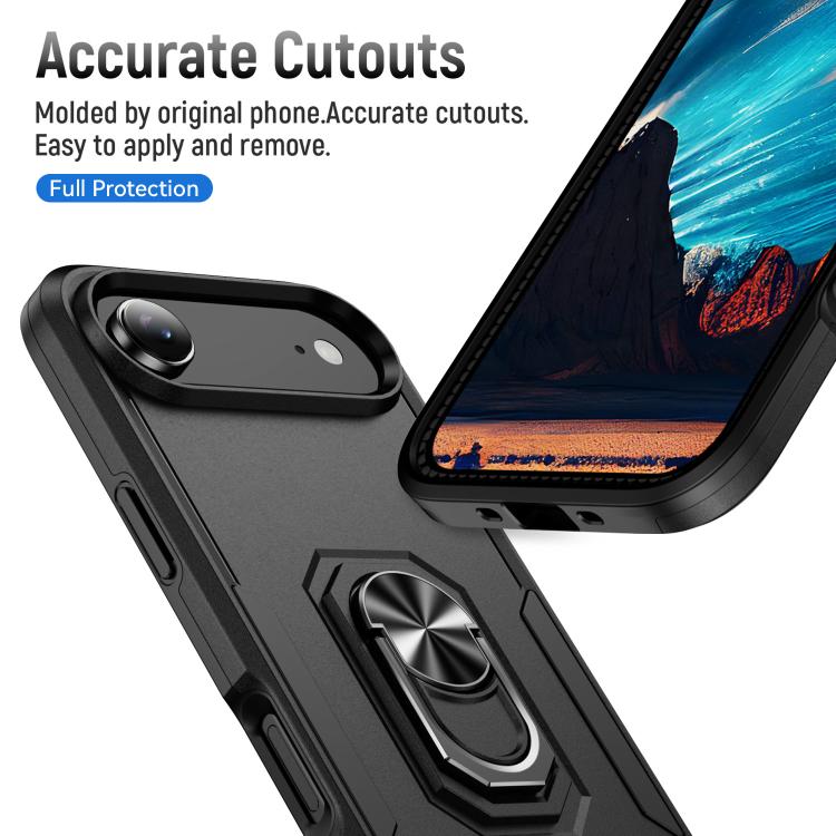 For iPhone Air Pioneer Armor Heavy Duty PC + TPU Phone Case with Holder(Black) - iPhone Air Cases by buy2fix | Online Shopping UK | buy2fix