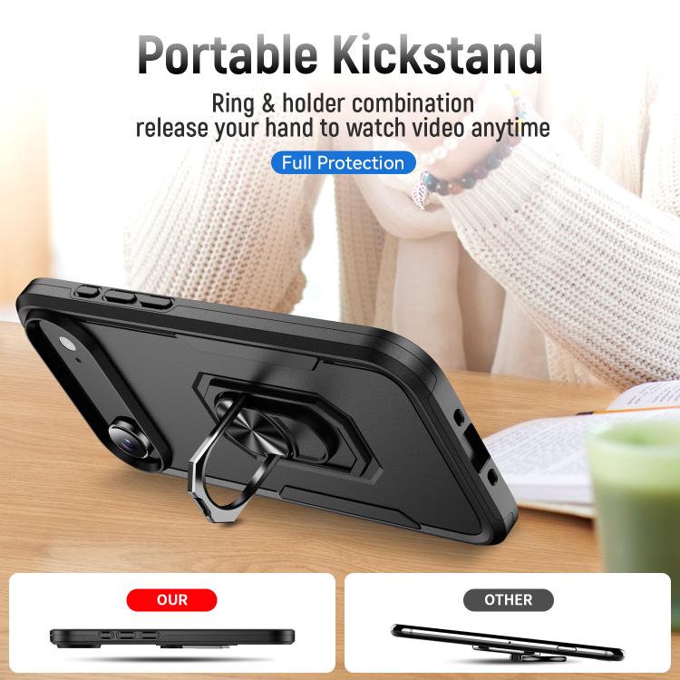 For iPhone Air Pioneer Armor Heavy Duty PC + TPU Phone Case with Holder(Black) - iPhone Air Cases by buy2fix | Online Shopping UK | buy2fix