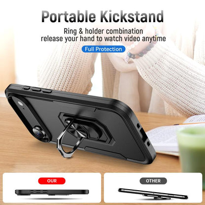 For iPhone Air Pioneer Armor Heavy Duty PC + TPU Phone Case with Holder(Black) - iPhone Air Cases by buy2fix | Online Shopping UK | buy2fix