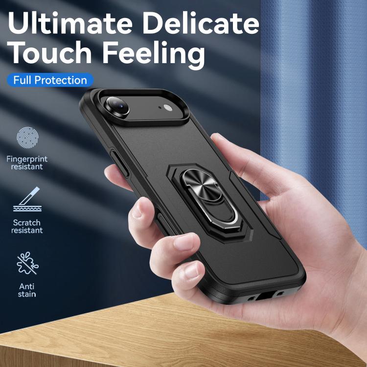 For iPhone Air Pioneer Armor Heavy Duty PC + TPU Phone Case with Holder(Black) - iPhone Air Cases by buy2fix | Online Shopping UK | buy2fix