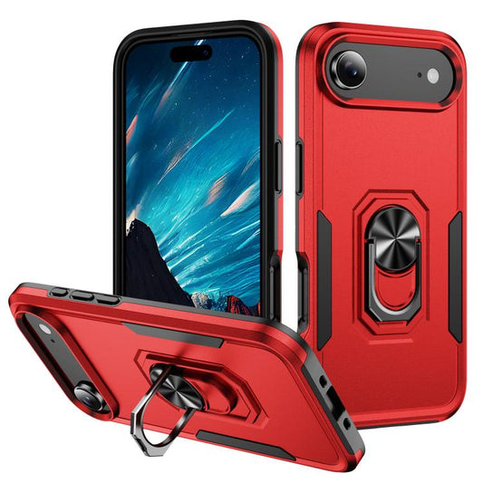 For iPhone Air Pioneer Armor Heavy Duty PC + TPU Phone Case with Holder(Red+Black) - iPhone Air Cases by buy2fix | Online Shopping UK | buy2fix