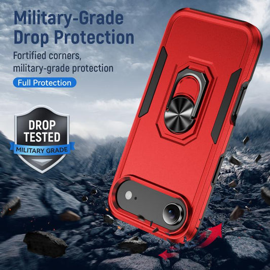 For iPhone Air Pioneer Armor Heavy Duty PC + TPU Phone Case with Holder(Red+Black) - iPhone Air Cases by buy2fix | Online Shopping UK | buy2fix