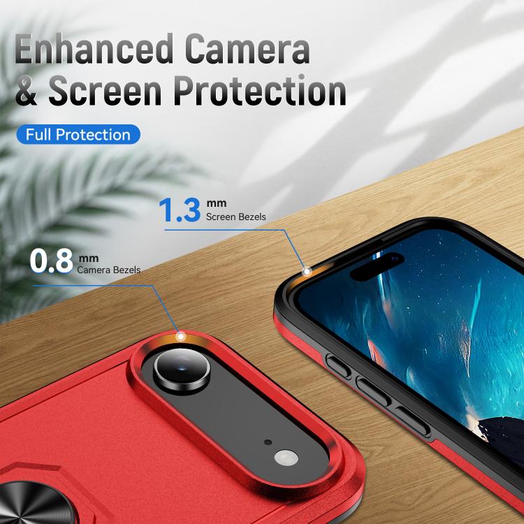 For iPhone Air Pioneer Armor Heavy Duty PC + TPU Phone Case with Holder(Red+Black) - iPhone Air Cases by buy2fix | Online Shopping UK | buy2fix